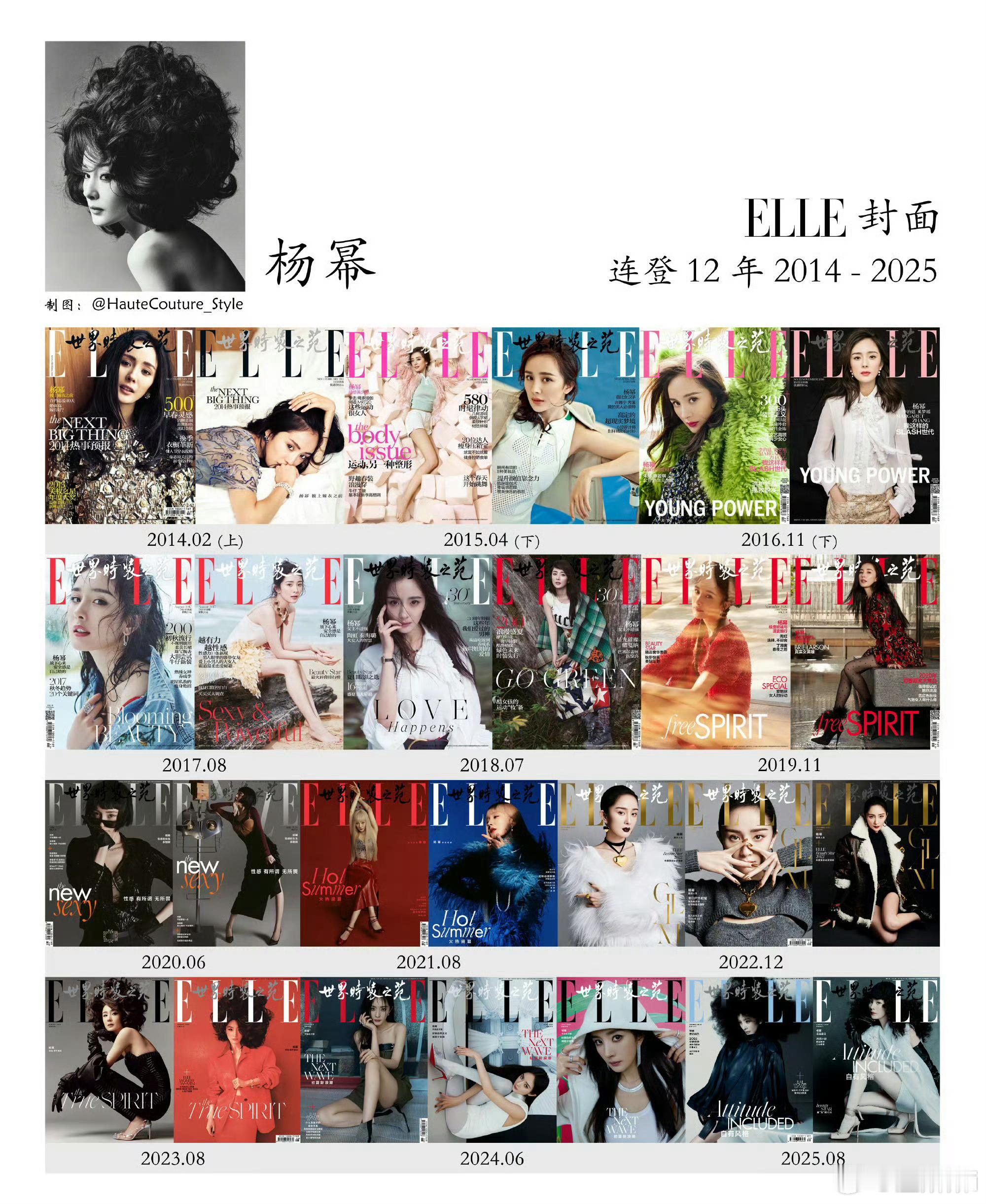 杨幂连登12年elle了[捂嘴哭] ​​​