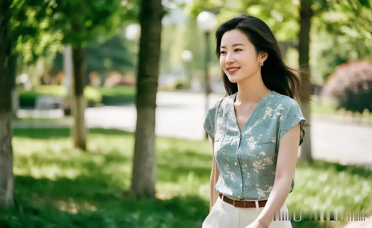 清风拂动碎花衫，绿荫下回眸浅笑，温柔了夏日的慵懒时光。