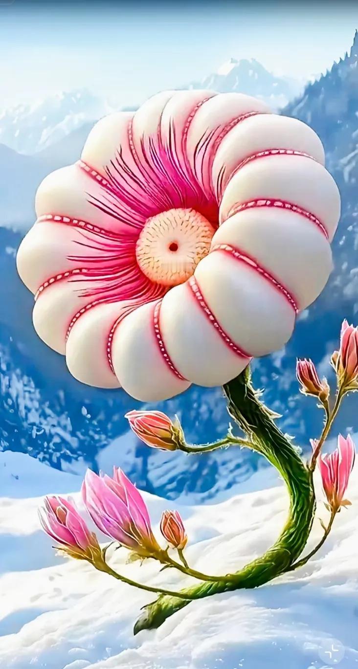 冬日里的奇妙花朵，绽放在雪地之上！冬日花开依旧 盛开雪莲