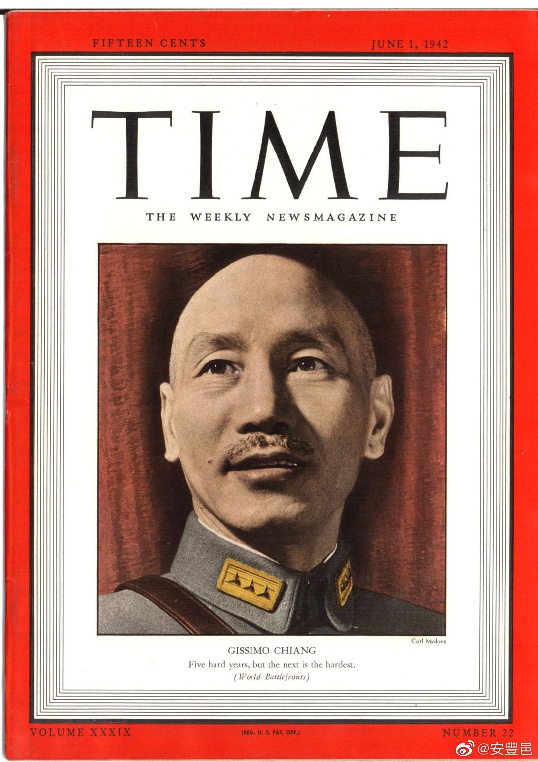 時代周刊封面人物，1942年6月1日號。#歷史片段# ​​​