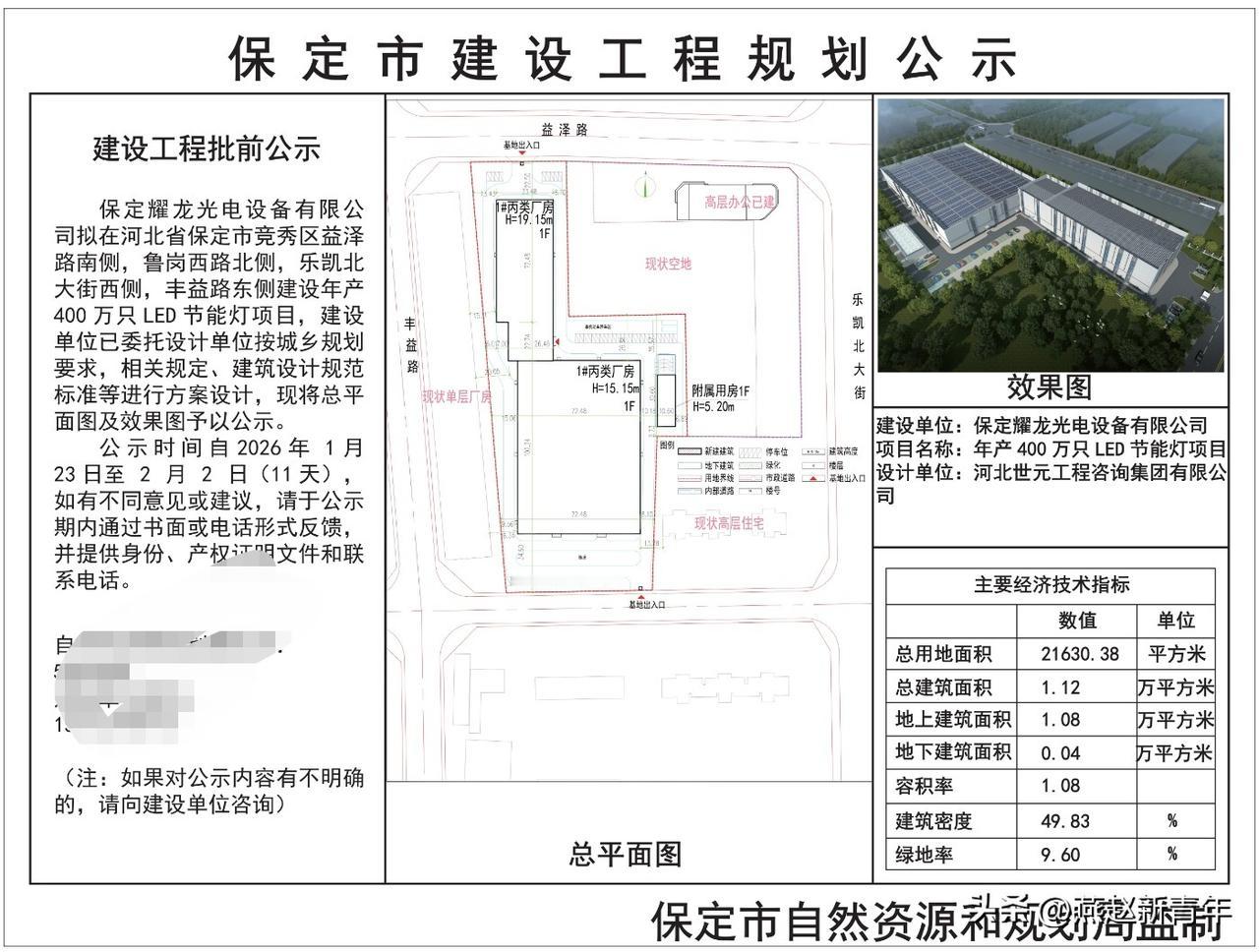 约32.45亩！保定年产400万只LED节能灯项目

保定市竞秀区益泽路南侧，鲁