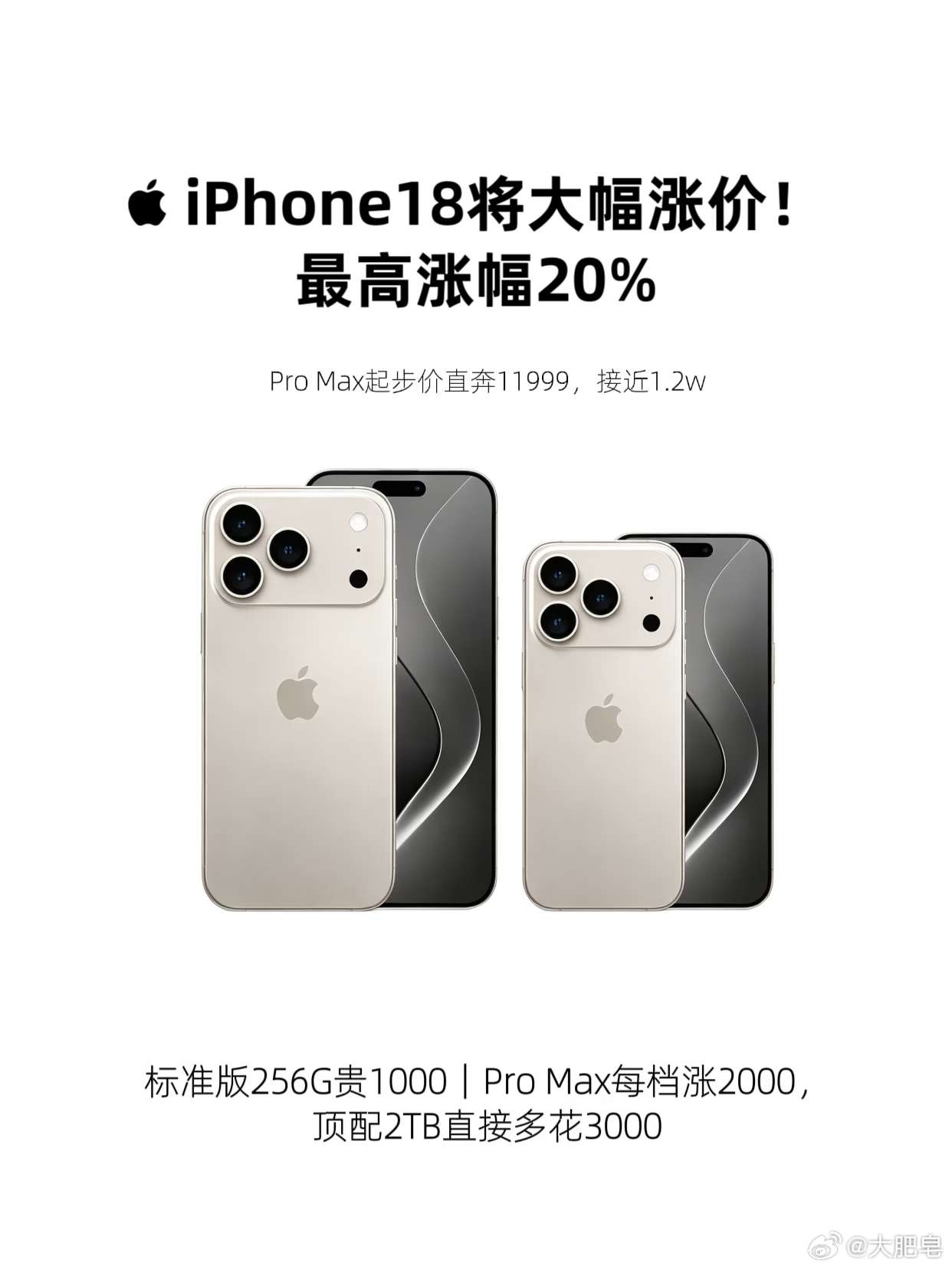 iPhone18系列预计将大幅涨价 iPhone 18 Pro估计要9999元起