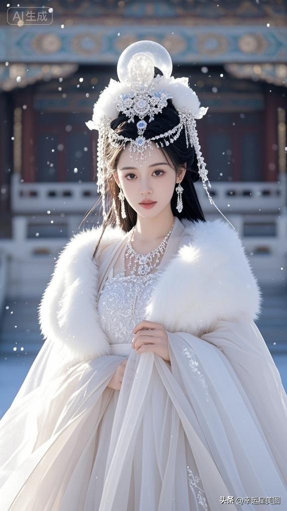 穿越时空的古典美人，雪中仙子般动人