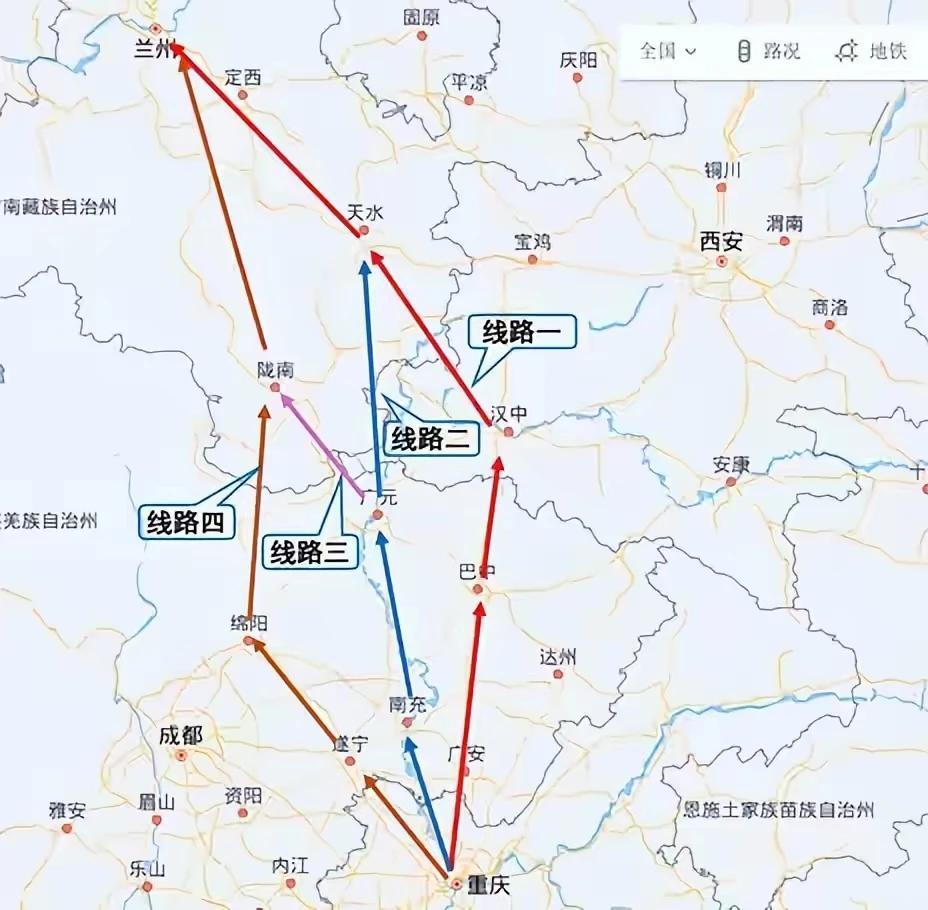 没有想到的是兰渝新高铁最终走的路线都没有选择这四条线路，而是利用川青铁路在绵阳接