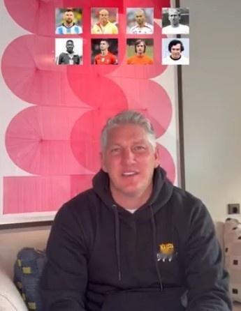 前德国中场施魏因施泰格接受快问快答，谈到自己心中各国历史最佳球员。阿根廷：梅西西