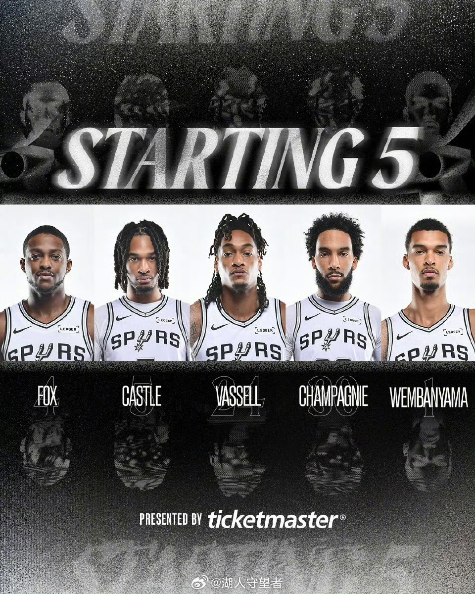 马刺今日首发五虎！今日迎战