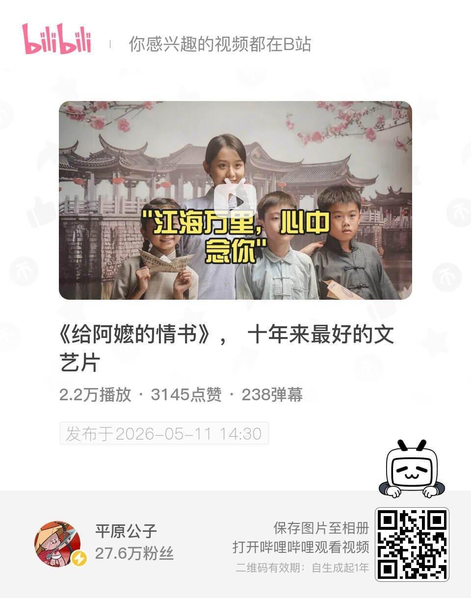 《给阿嬷的情书》， 十年来最好的文艺片 UP主:平原公子 bilibili 网页