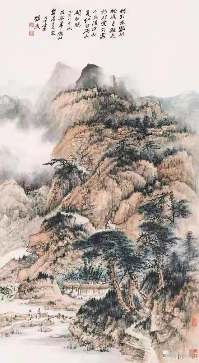 张大千绘画经历摹古、师法造化、泼墨泼彩三个阶段。早年摹习宋、元、明及石涛、八大，