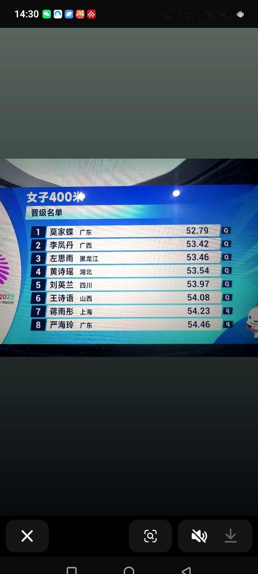 想象一下，男子400米赛场上的震撼场面。

刘凯以44.98秒刷新全国纪录，直接