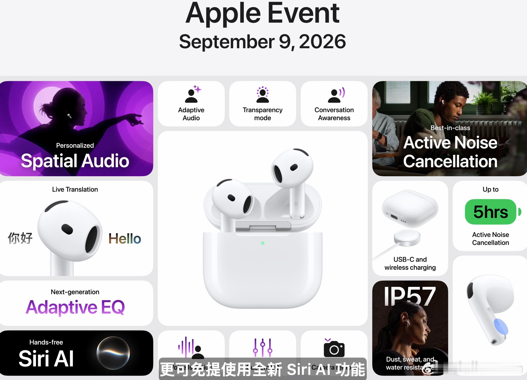 全新的AirPods 5更像是AirPods 4S，增加了音量调节以及AI功能，