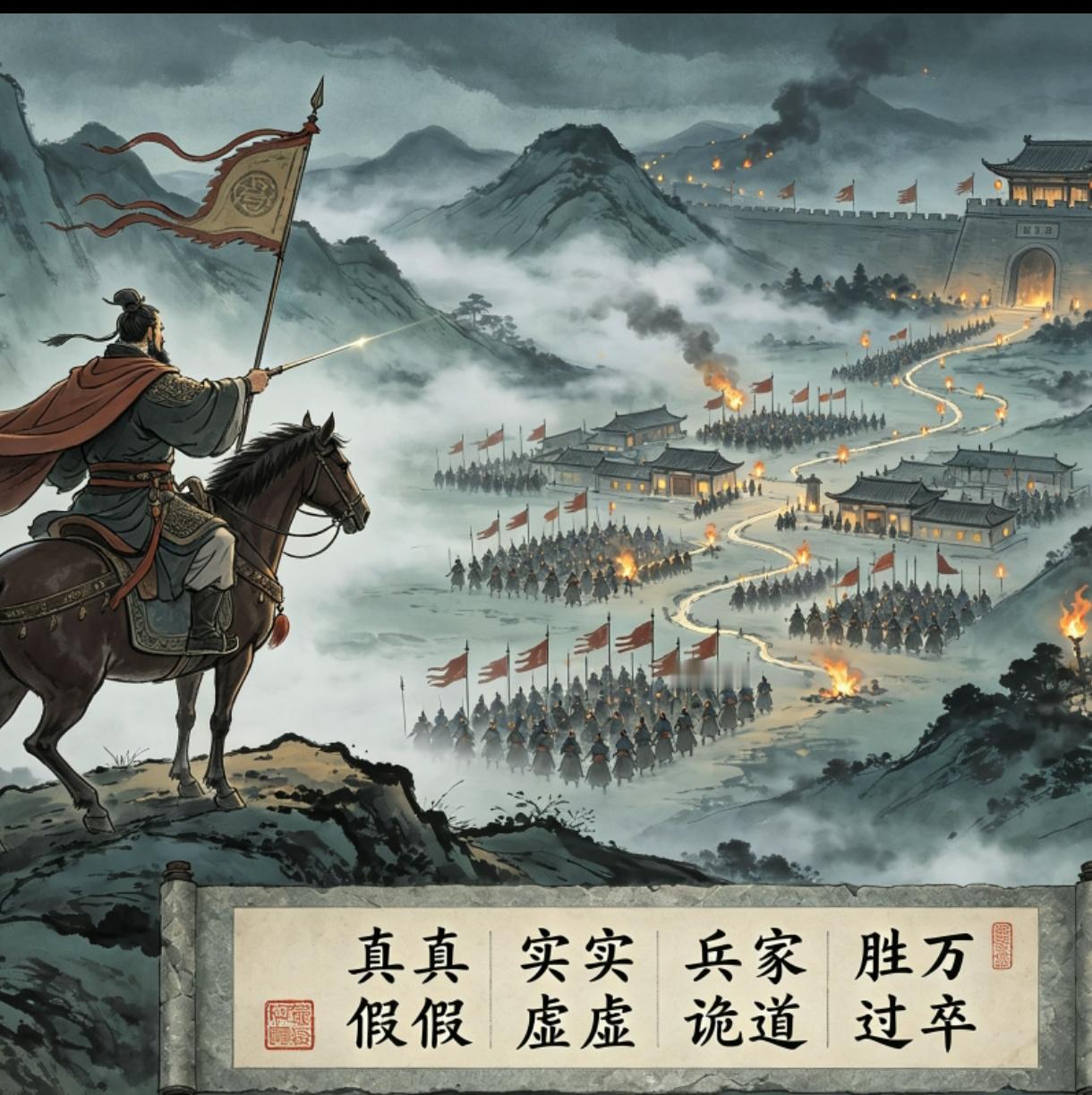 小故事
虚虚实实
 
话说曹操，
征讨张鲁，
攻打阳平，
行动受阻——
山势险峻
