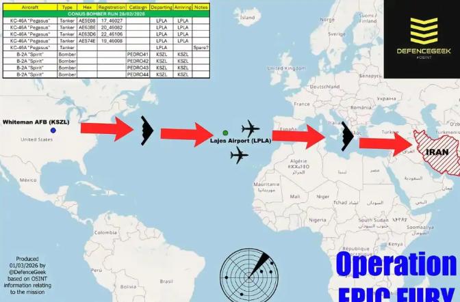 美伊开战第八天，六架B52和四到六架B2，以及众多B1B轰炸机。组成了伊拉克战争