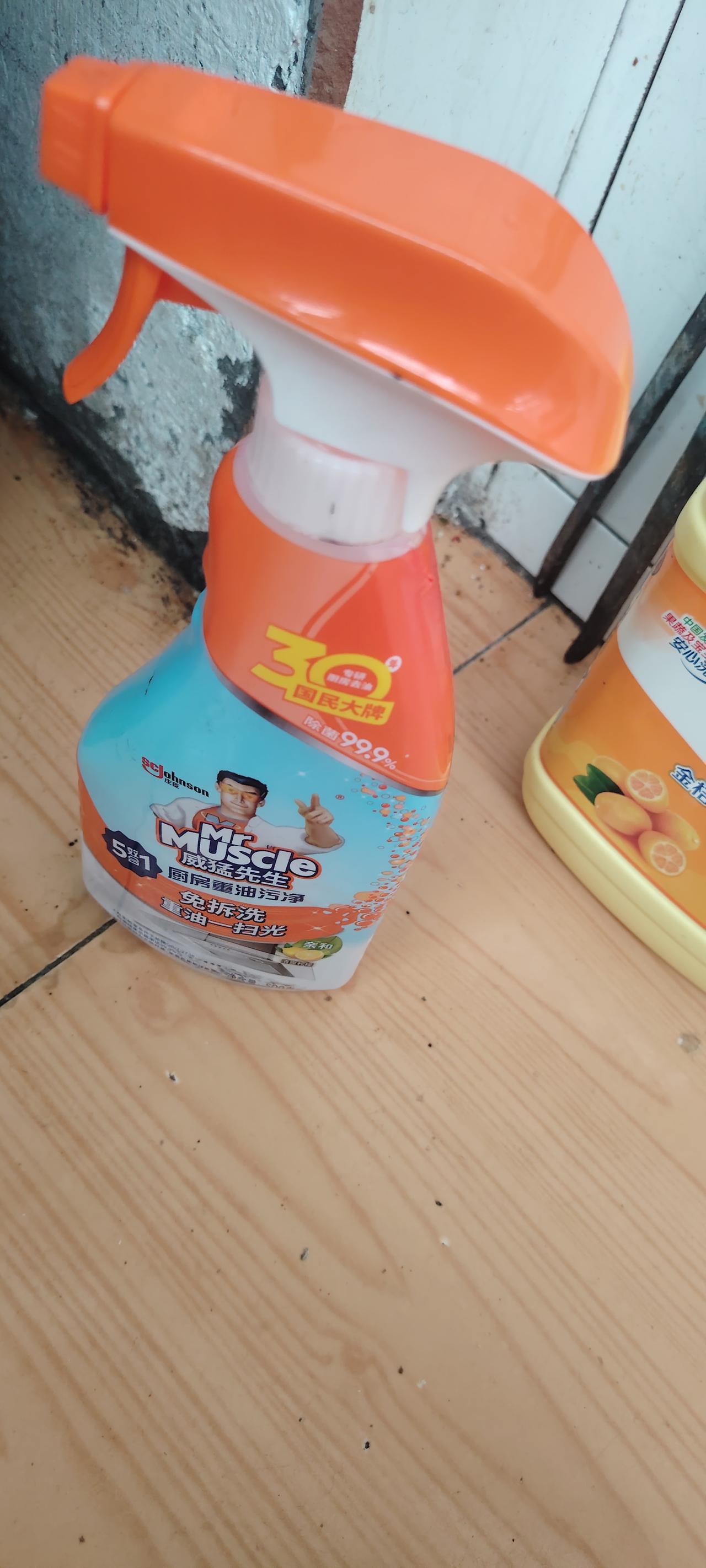 抽油烟机大清洁。买的平价超市最贵的重油污净，威猛先生牌子，500克19元。实体店