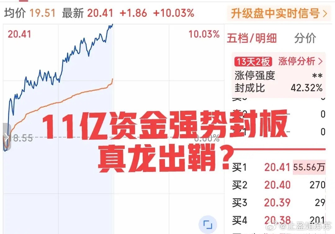 这算是见识到了真龙的威力！刚刚，不紧不慢的小幅走高临近上午收盘一笔巨大的封单把它