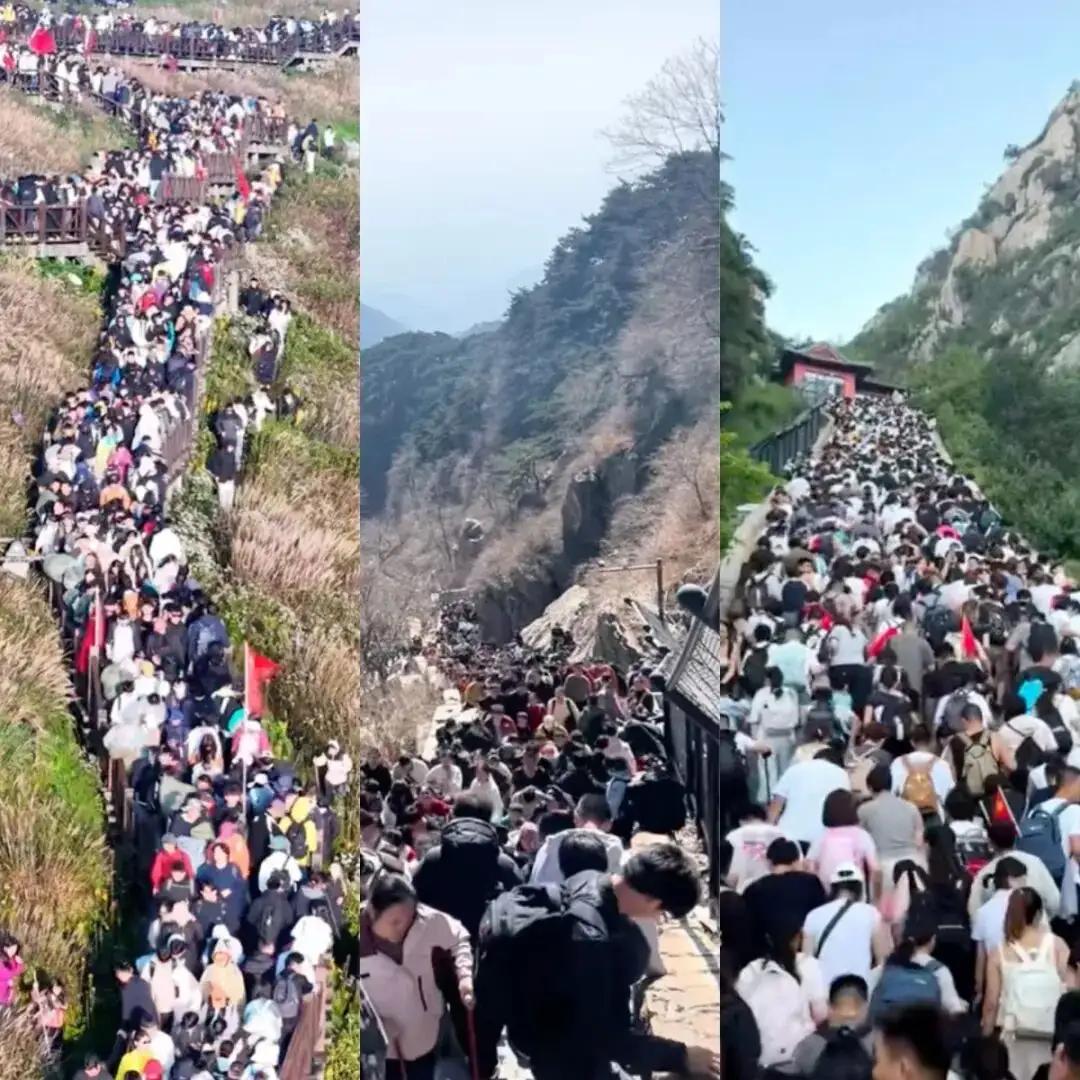 五一长假第二天，热搜上挂着一个扎心的词——“排队爬山”。

有人凌晨三点起床，以