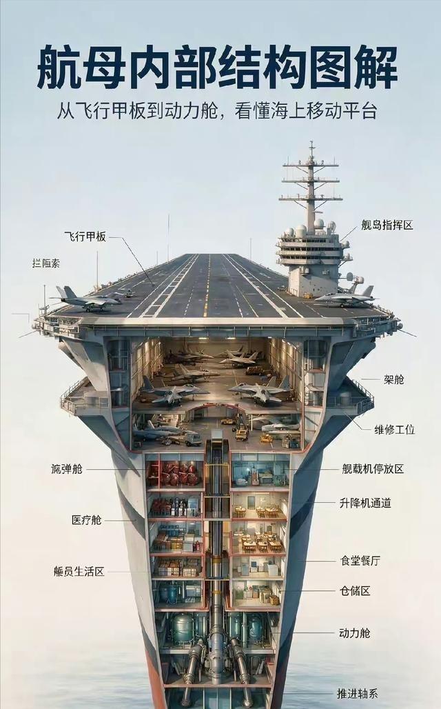 你以为造航母最难的是特种钢？是电磁弹射？全错了。把一张航母剖面图铺开在桌上，从底