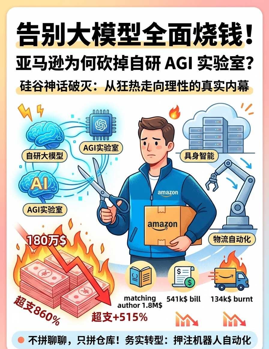 为什么亚马逊开始砍掉自研 AGI 实验室？
硅谷神话破灭？亚马逊急刹车：自研大模