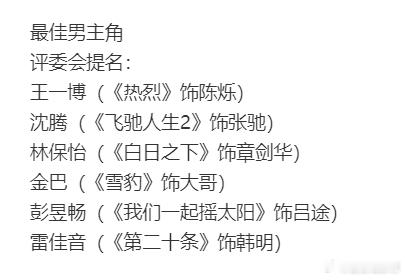 #第37届金鸡奖提名名单# 林保怡提名了影帝！ ​​​