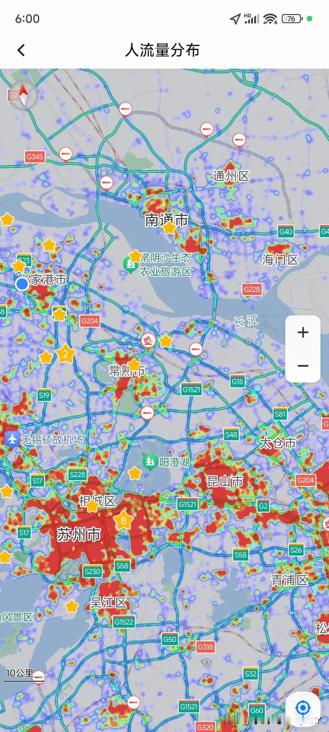 2024.5.8周三傍晚
看点1
苏州市区热力图已经堪比杭州，苏州市区常住600