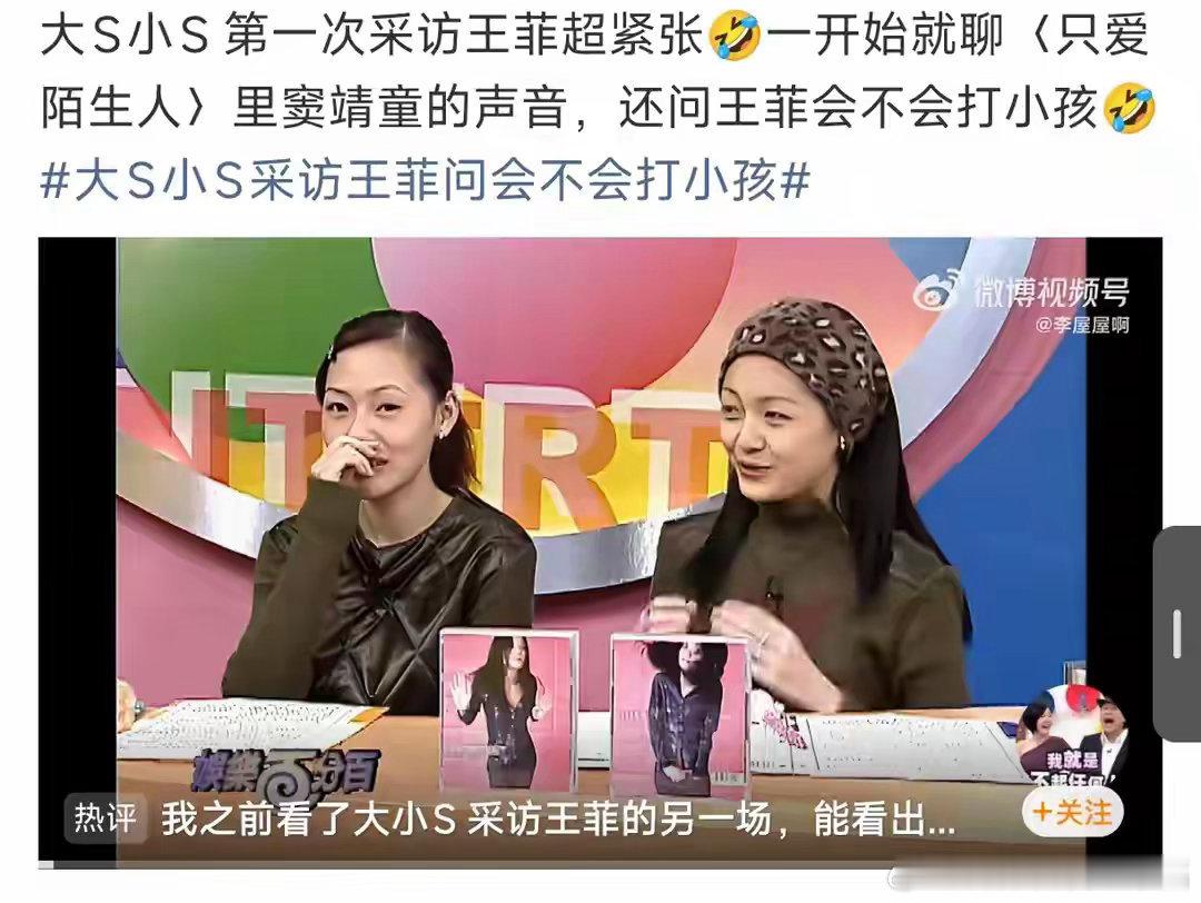 大S小S采访王菲问会不会打小孩早年王菲做客大小S的节目宣传专辑，被突然问到是否会