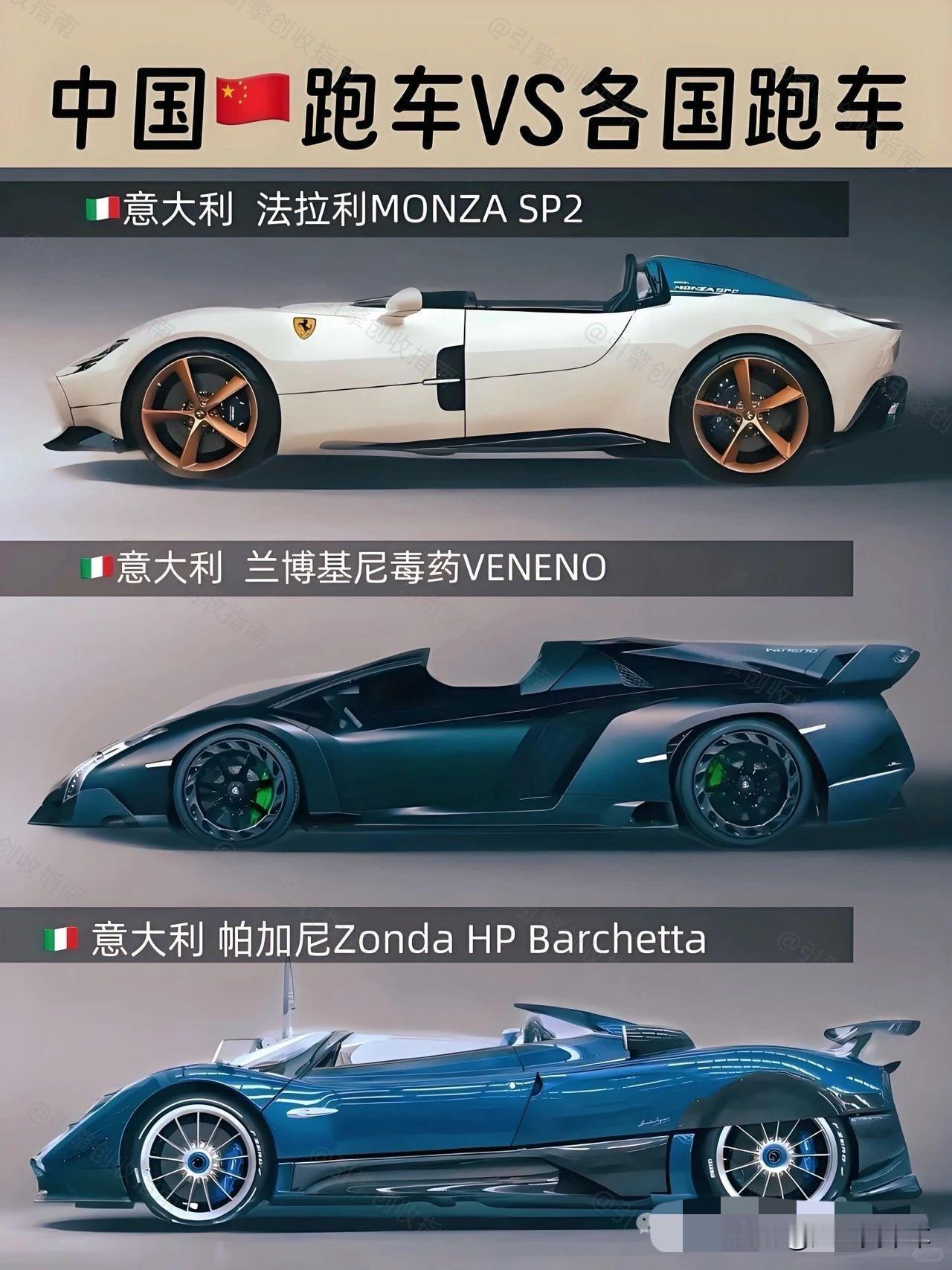 中国的跑车
对比
各国跑车
哪个你更喜欢？超跑 高端跑车 国货跑车 北京跑车 超