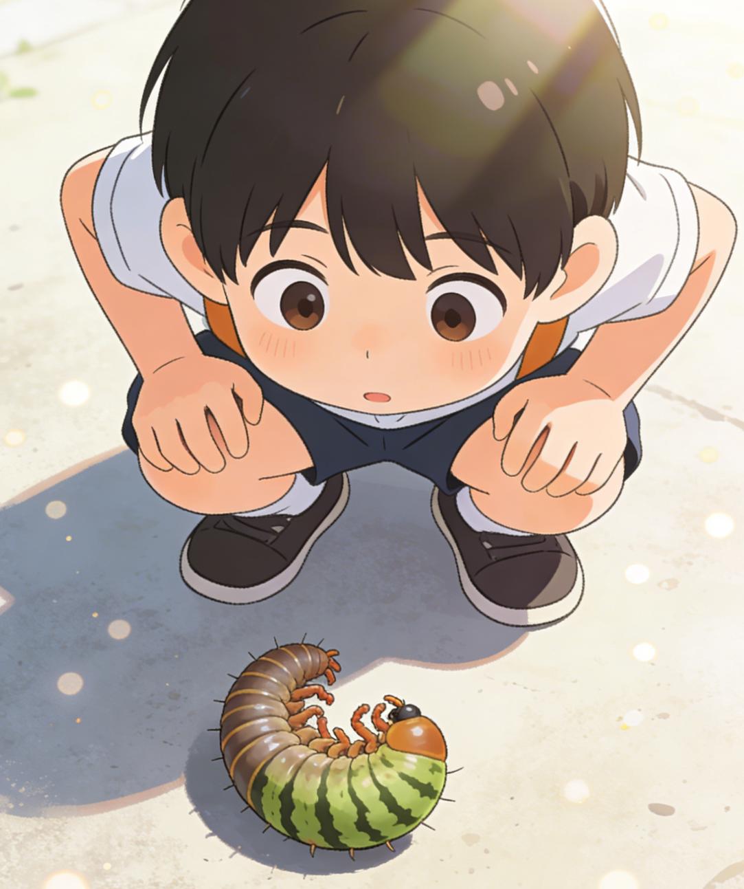 装死的西瓜虫
下课的时候，我在花坛抓到一只西瓜虫，把它放在手心逗着玩。我轻轻碰了