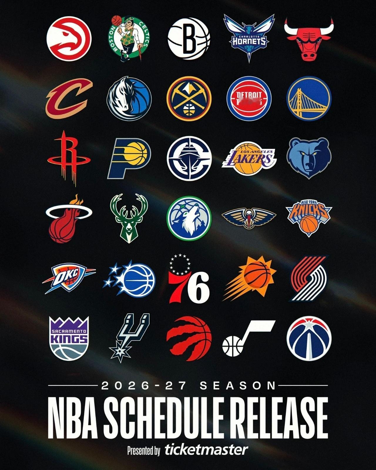 NBA官方给本周即将发布的新赛季赛程造势，今天晚上会发布全美直播安排，完整版赛程