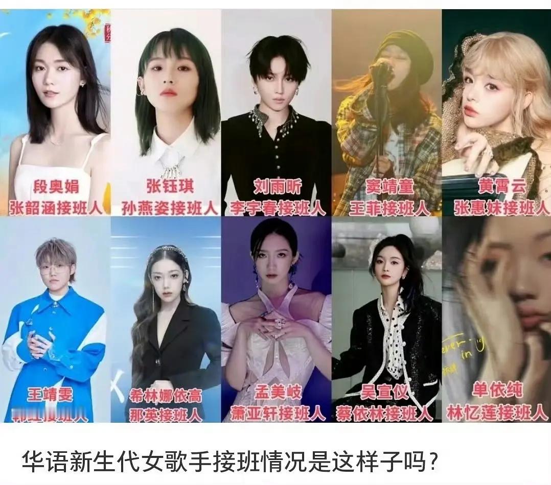 华语新生代女歌手接班情况是这样子吗? ​​​
