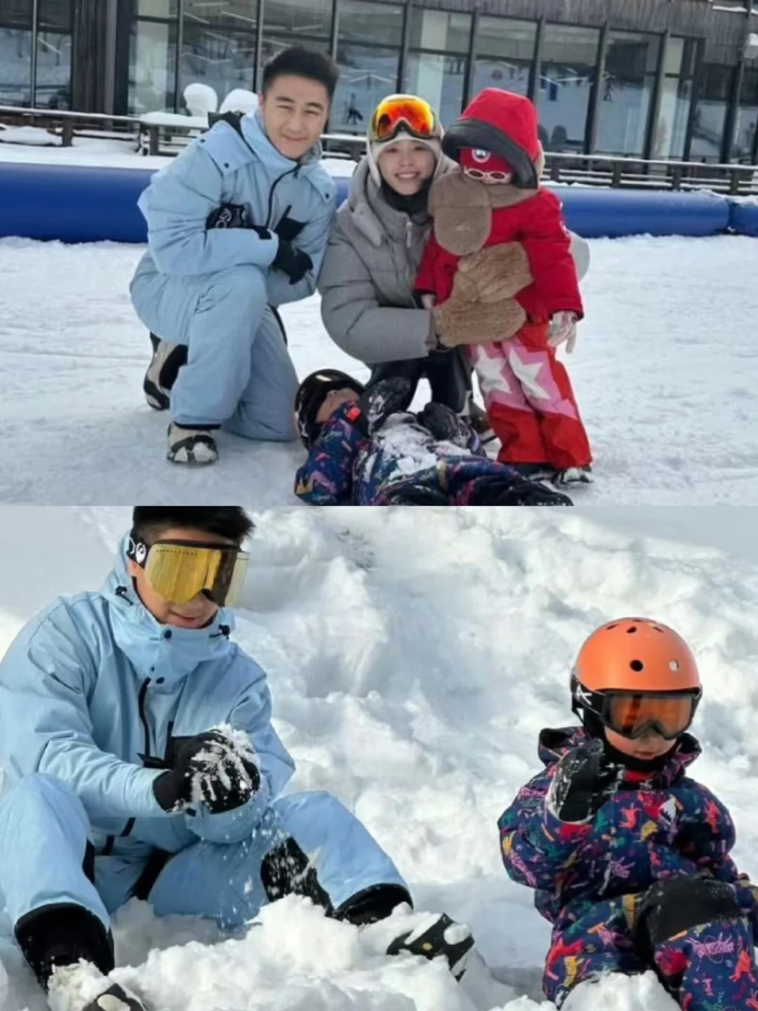 何猷君一家四口滑雪❗这才是结婚的意义吧
