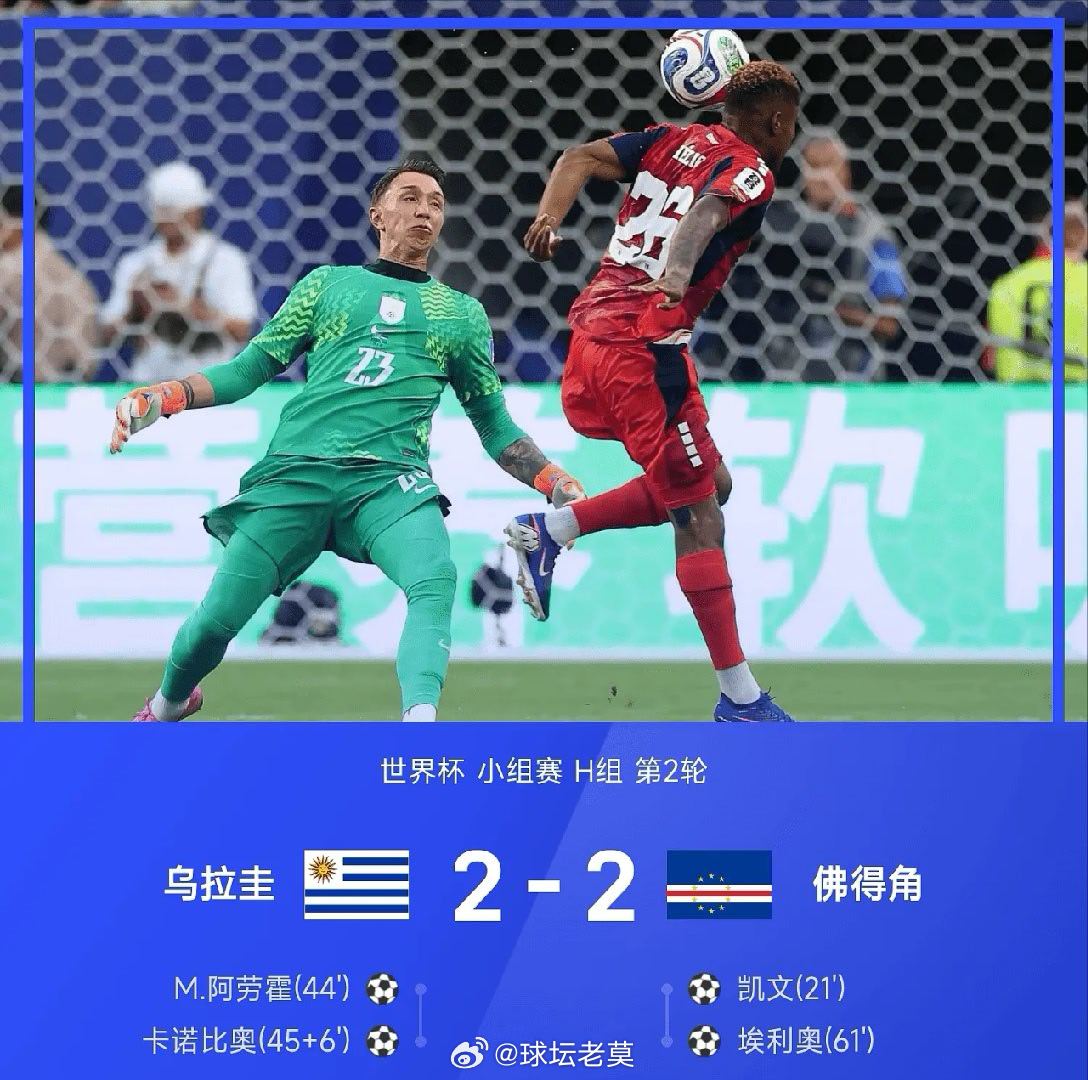 【足球快讯】06月22日讯 世界杯小组赛H组第2轮，乌拉圭2-2战平佛得角。凯文