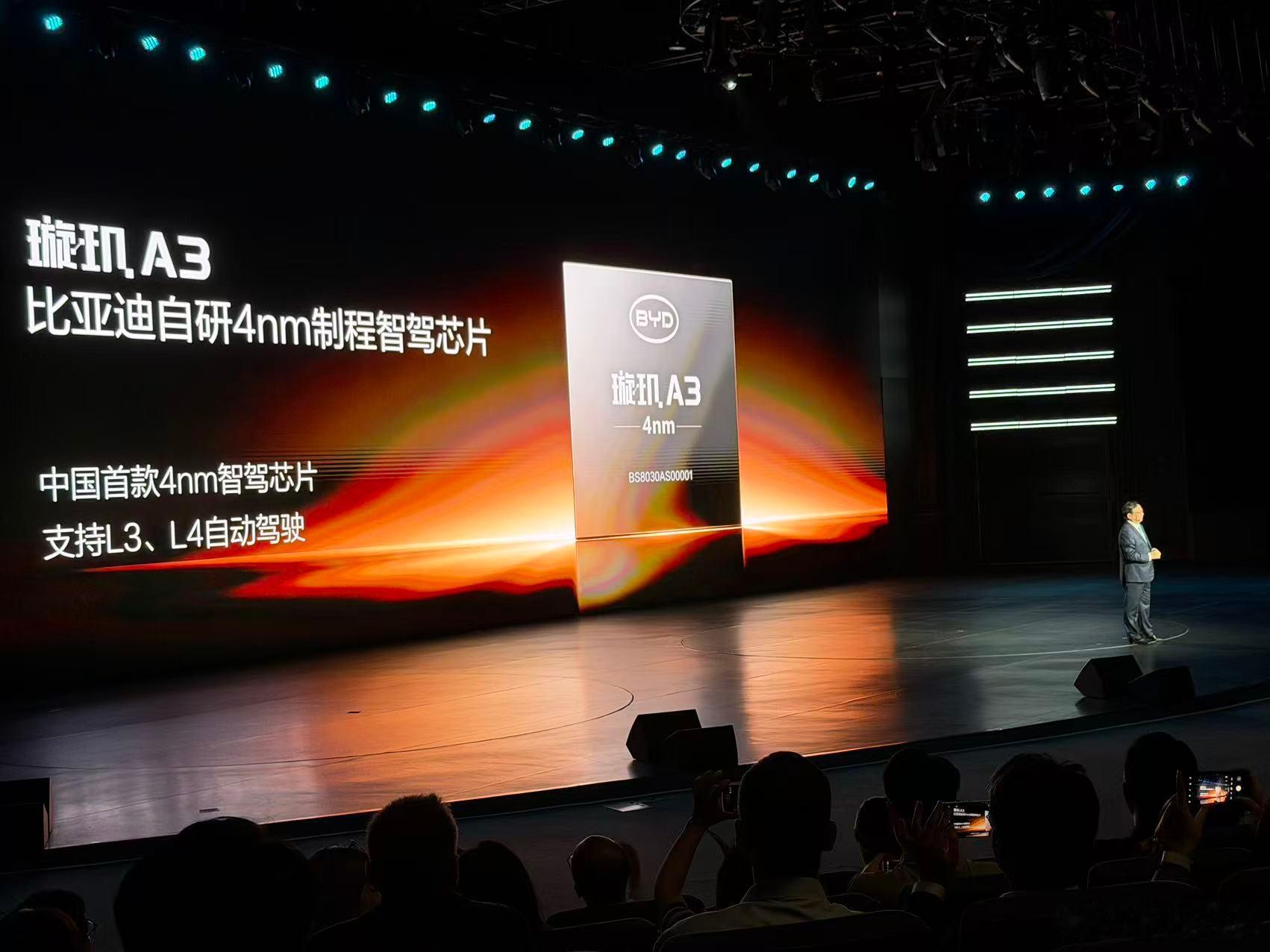 中国自研高算力芯片突破4纳米今天，比亚迪正式发布全新自研车规级智能控制芯片—— 