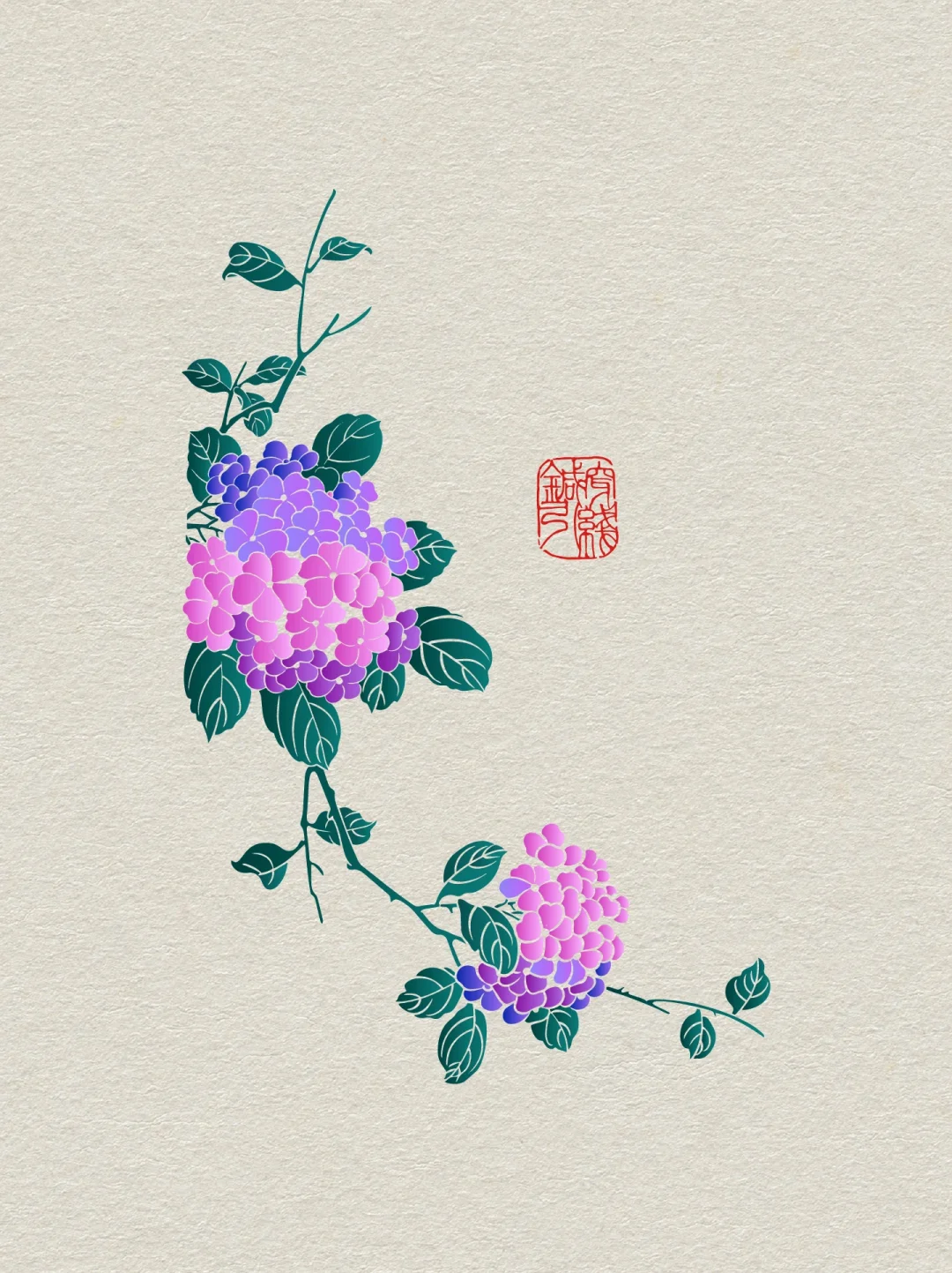图案纹样·绣球花