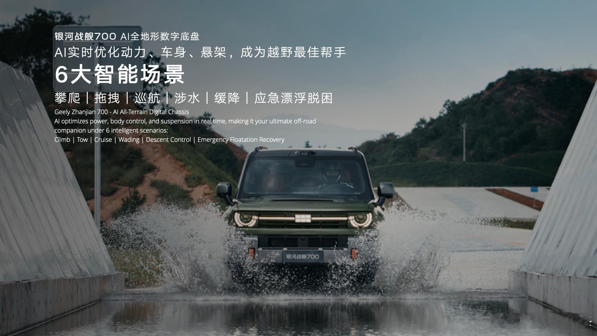 今天吉利搞了个大动作，发布了AI新能源越野技术，首搭在银河战舰700上。三大核心