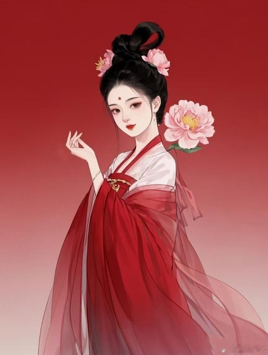 插画古风美人头像 