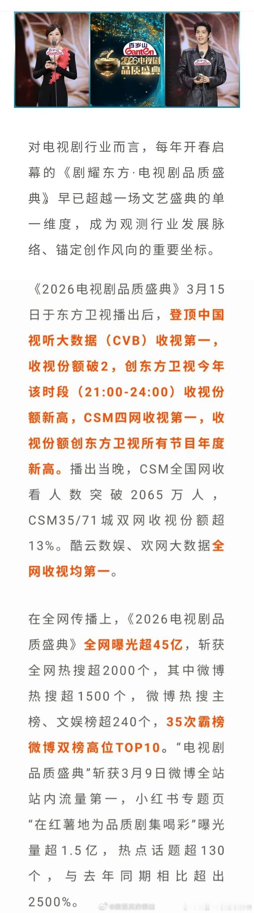 肖战这才是真的内娱影视排面肖战smg视帝 东方卫视品质盛典 战报 持续刷屏！全网