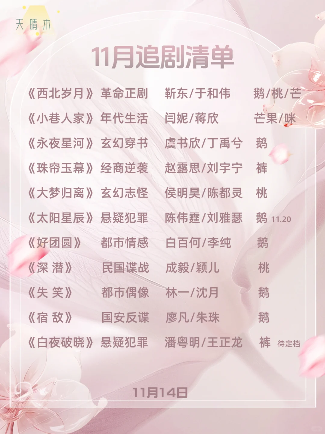 11月追剧指南：在播剧清单（中）