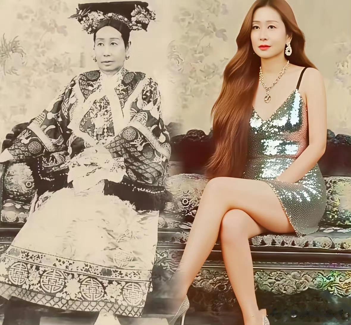 这是根据慈禧照片，经过高科技处理得到现在妆的模样！这样看来符合现代人的审美！
说