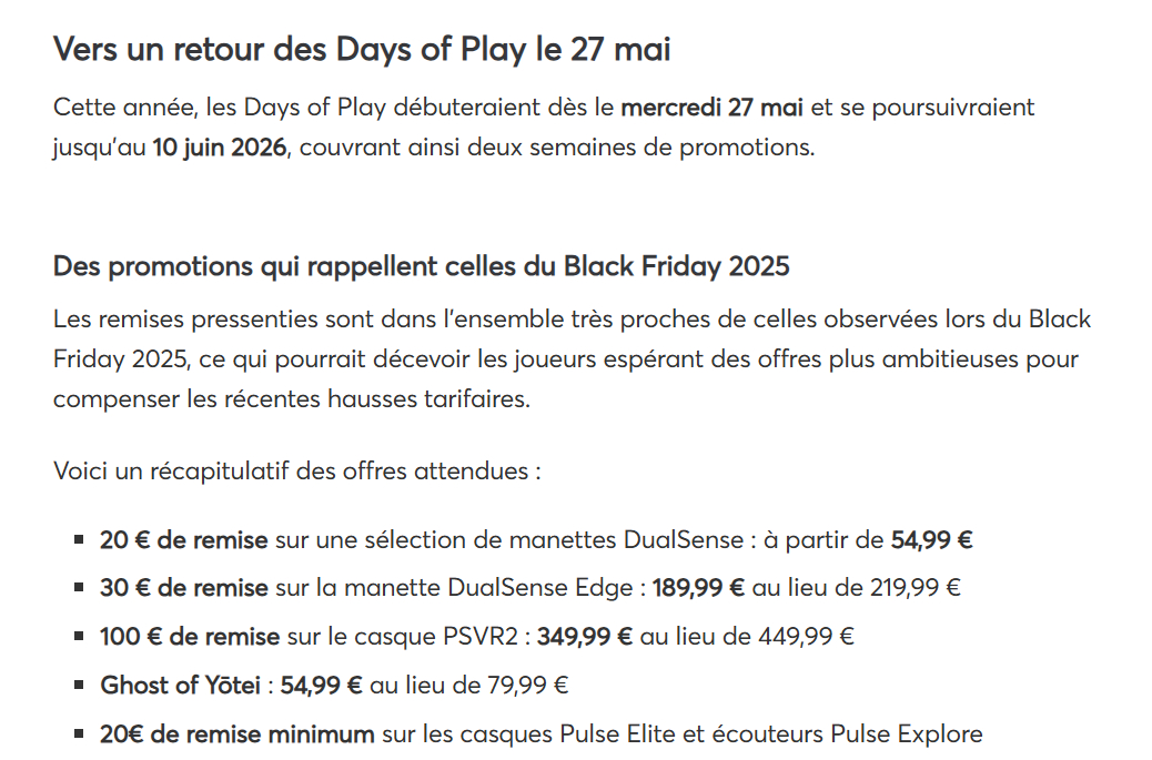billbil-kun爆料了索尼「Days of Play 2026」的部分内容