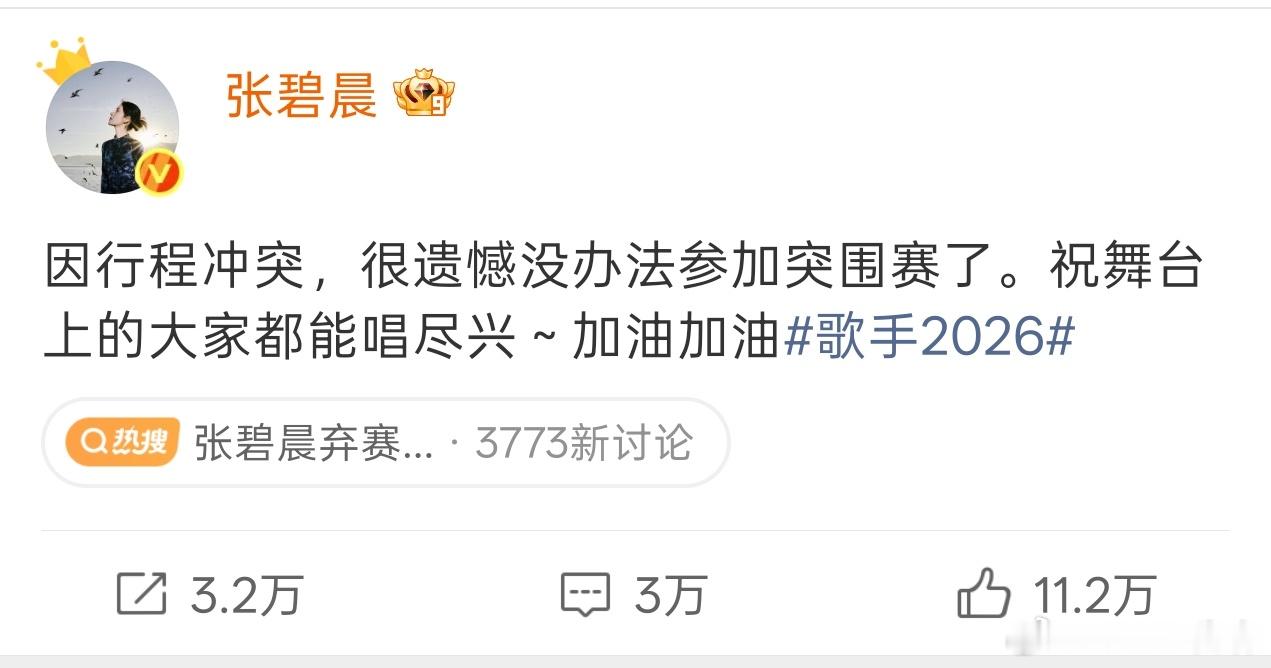 张碧晨参赛的话我觉得大概率能进，毕竟其他能稳进的也就艾略特和万妮达，剩下的感觉都
