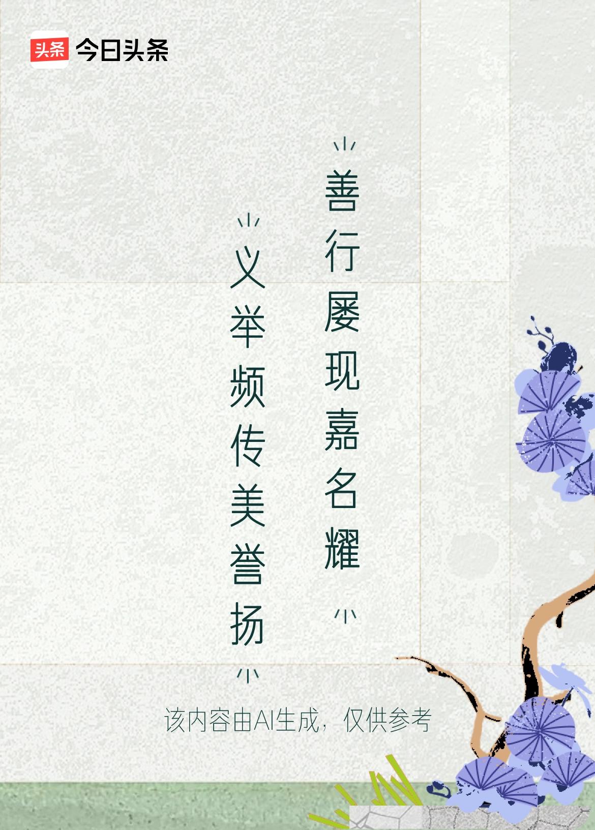 自古人生为人想，
做事利他常帮忙。
善行屡现嘉名耀，
义举频传誉名扬。