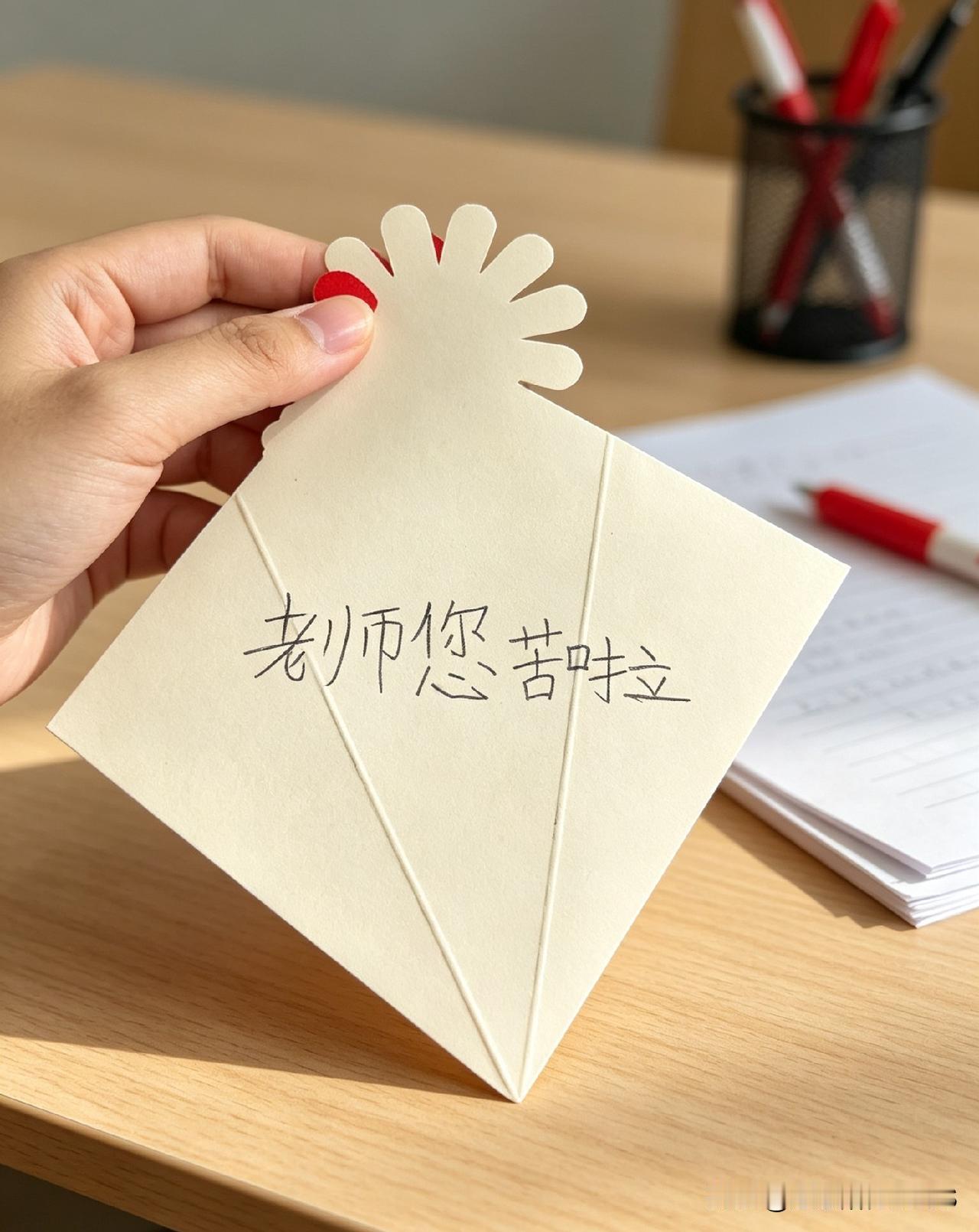 教师节收到学生亲手做的贺卡，我盯了半天，硬是没忍住。心意是真的，抽象也是真的。老