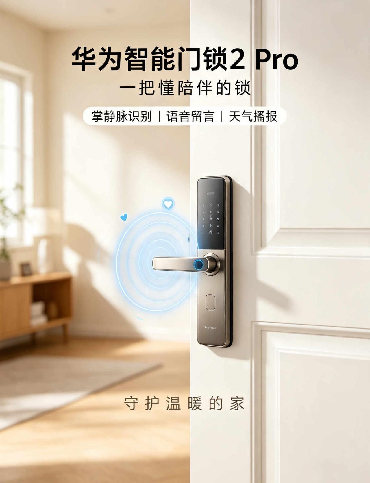 华为智能门锁2 Pro｜一把懂陪伴的锁
守护温暖的家🏠
	
✅ AI掌静脉识别