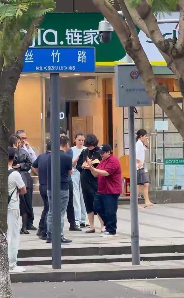 韩红街头露面身形臃肿目测二百斤，和男子肢体接触，对方全程躲闪 
