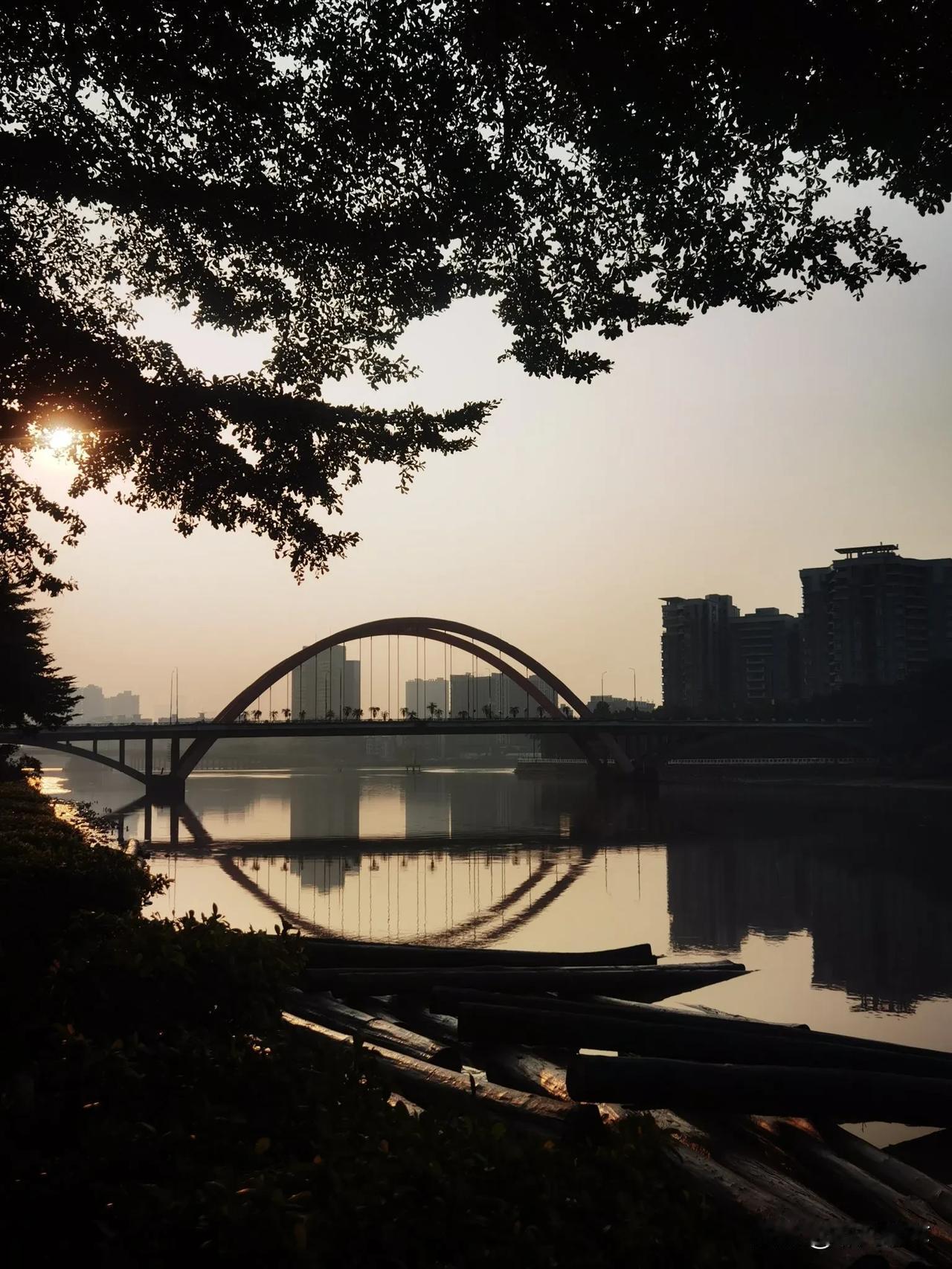 晒图笔记大赛晨光里的双线彩虹桥，别有一番美[送自己一朵花]