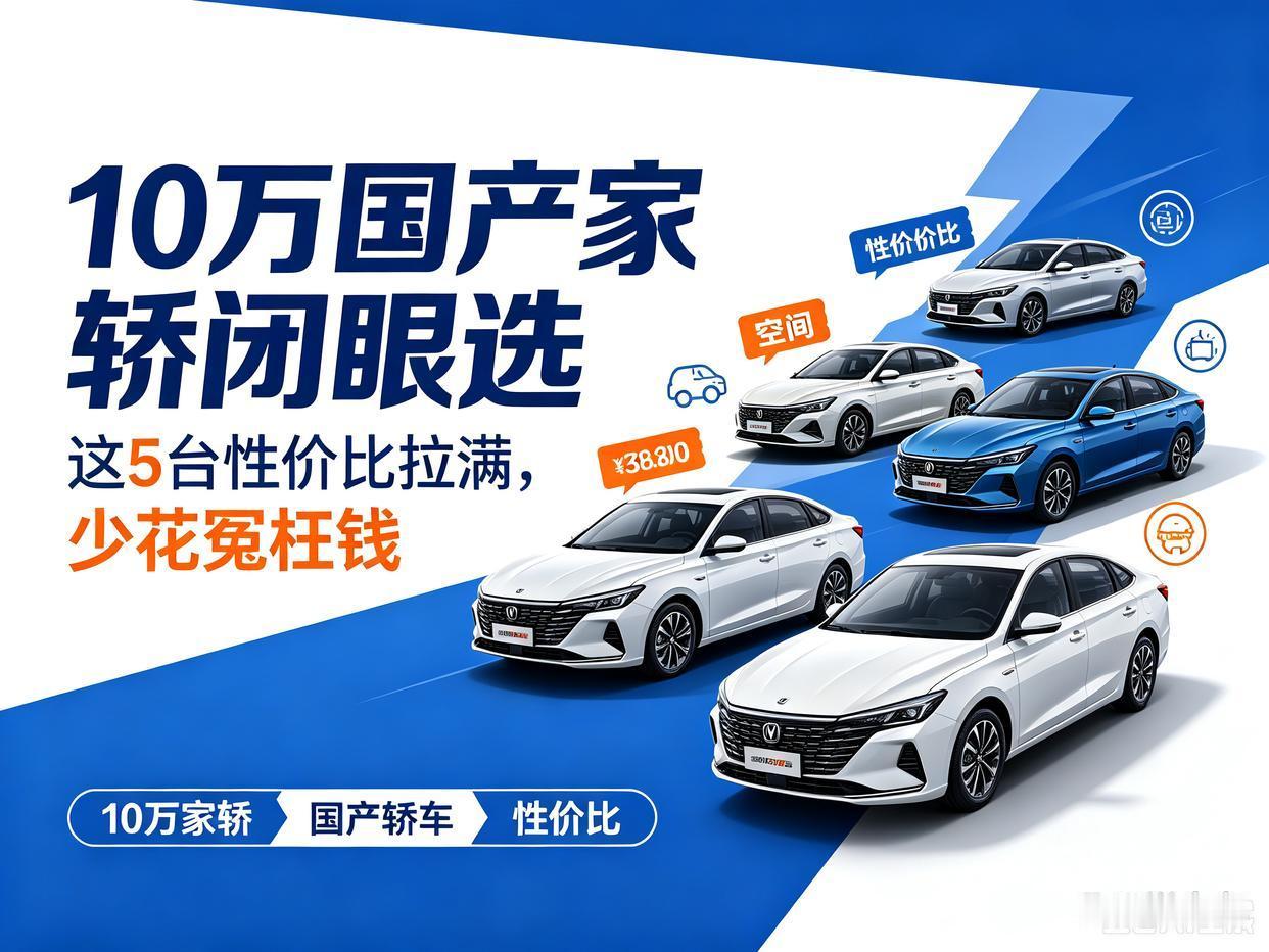 10 万国产家轿闭眼选！这 5 台性价比拉满，少花冤枉钱
 预算10万左右买轿车