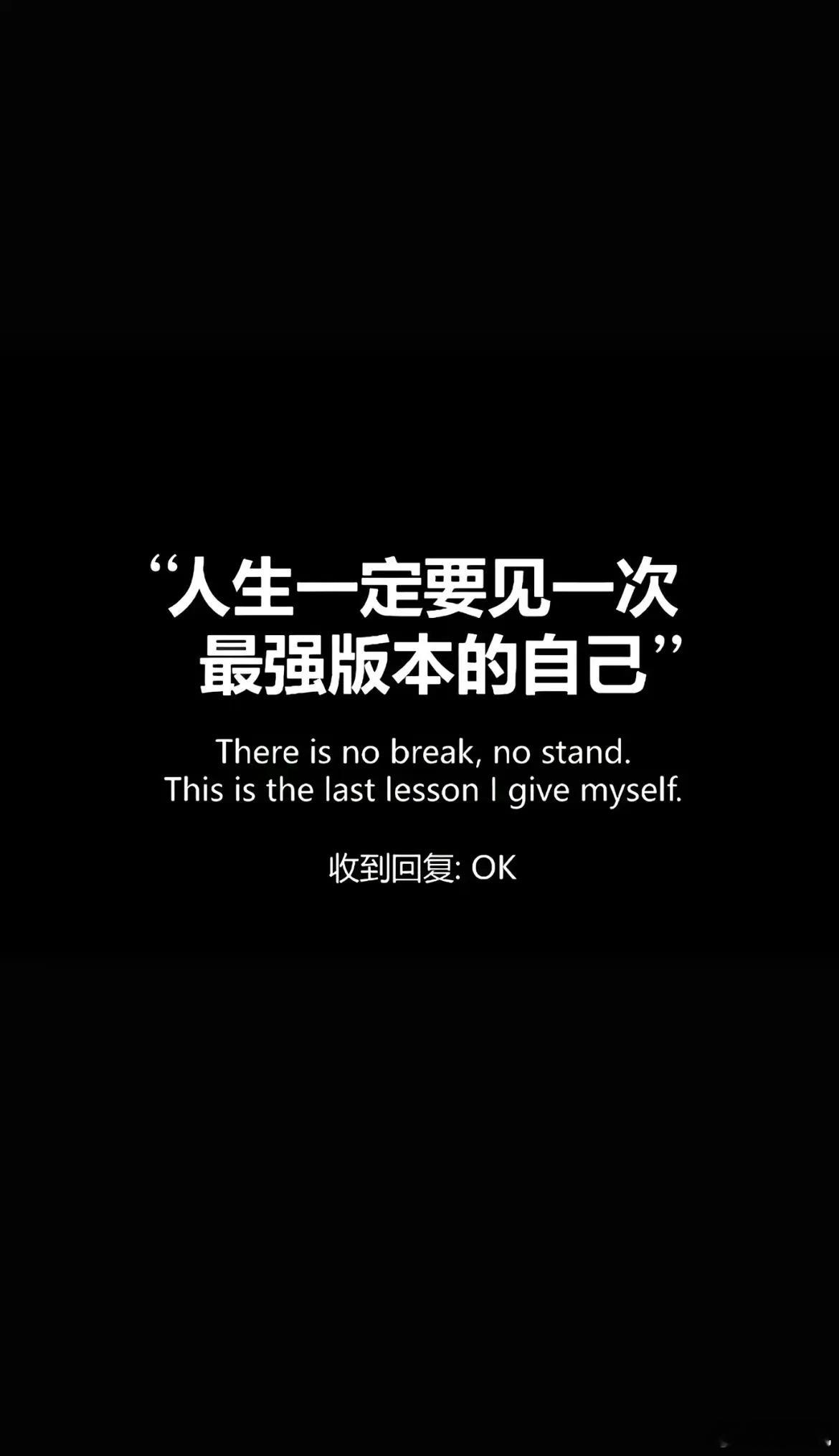 人生一定要见一次最强版本的自己收到回复:OK 