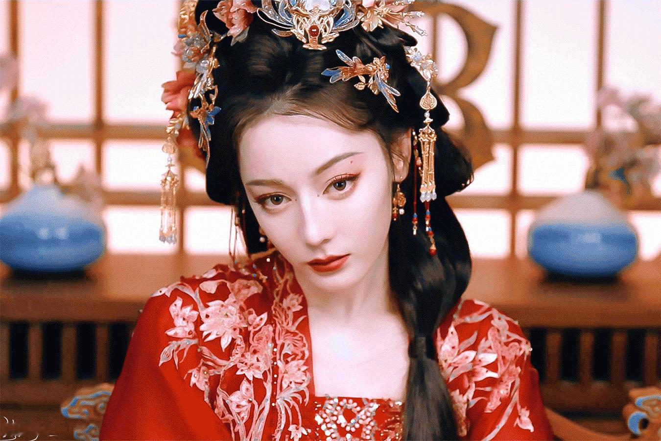 迪丽热巴在《白日提灯》中饰演鬼王贺思慕所呈现的花魁造型，以其极致的视觉冲击与深刻