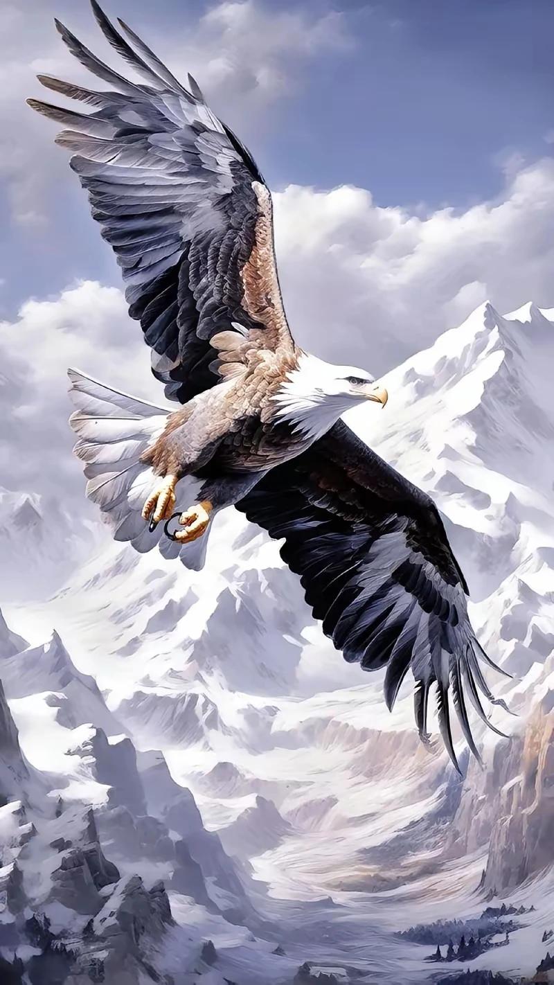 上联：鹤舞云端风伴翅，
下联：鹰击长空云陪翱。