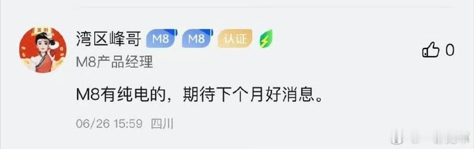 M8纯电是第三季度期待一下有没有更符合纯电外观的调整吧[doge] ​​​