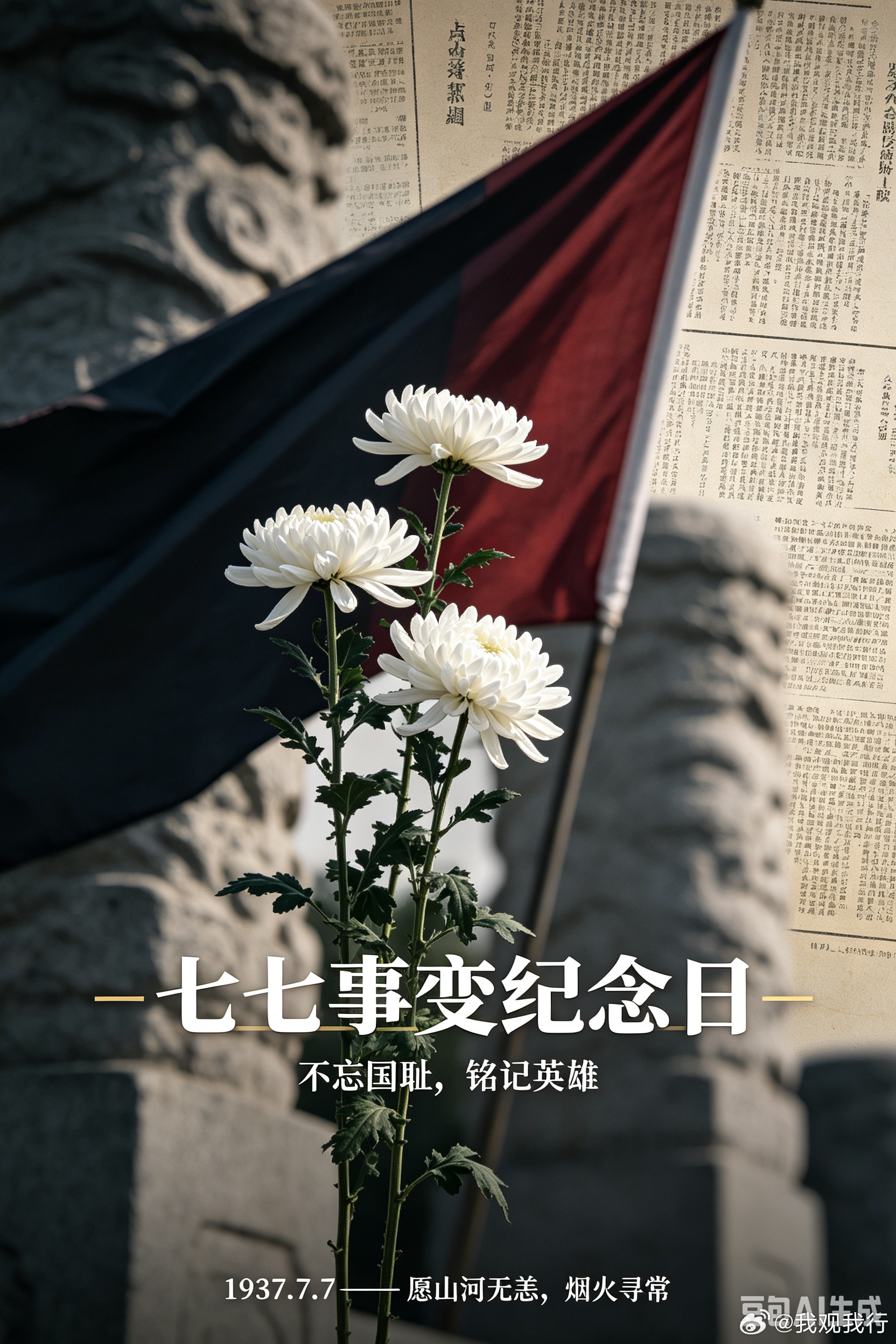 今天是七七事变纪念日。山河为证，历史不容忘却。我们不仅要铭记殖民者的累累血债，更
